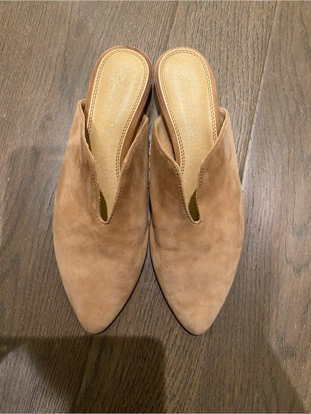 Splendid Tan Suede Pointed-Toe Mules